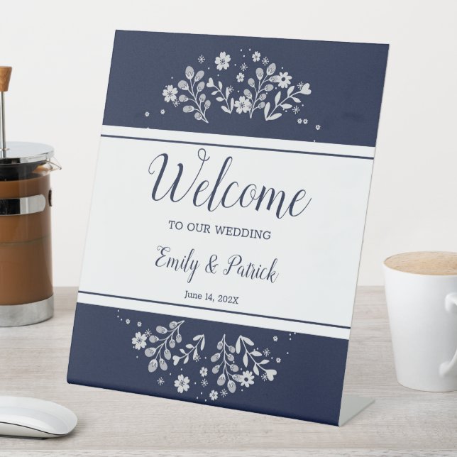 White Flora Pedestal Sign (In SItu)