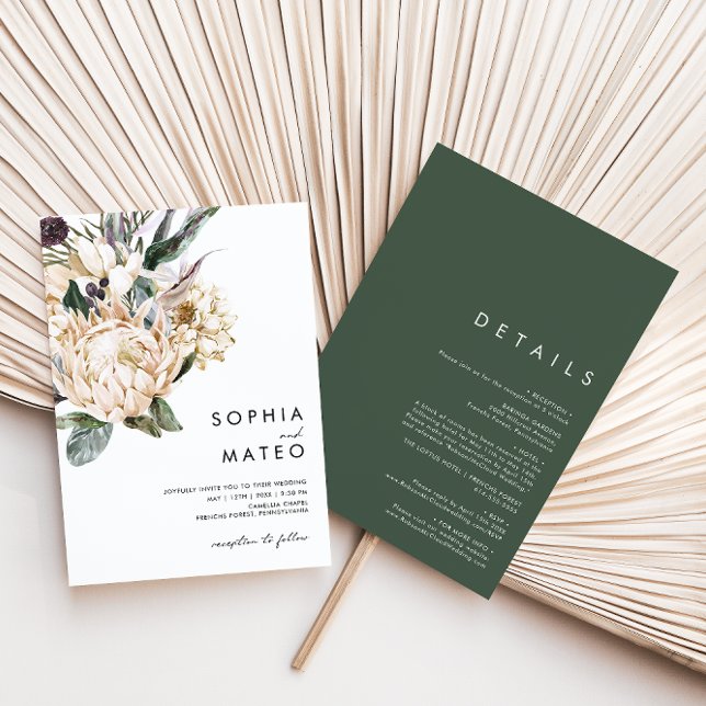 White Floral  All In One Wedding Invitation (Creator Uploaded)