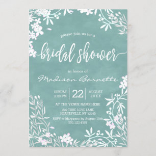 White Floral Any Colour Bridal Shower Invitation