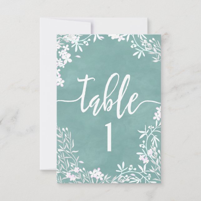 White Floral Any Colour Table Number Seating Chart (Front)