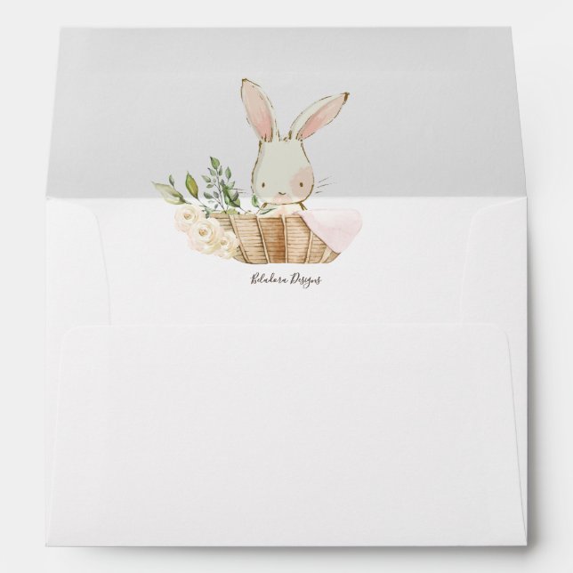 White Floral Baby Boy Birth Announcement Envelope (Back (Bottom))