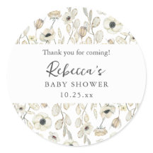 White Floral baby shower thank you favour 