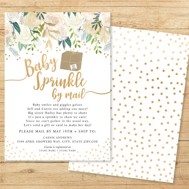 White Floral Baby Sprinkle by mail baby shower Invitation (Creator Uploaded)