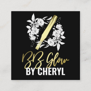 White Floral BB Glow Treatment Square Business Card