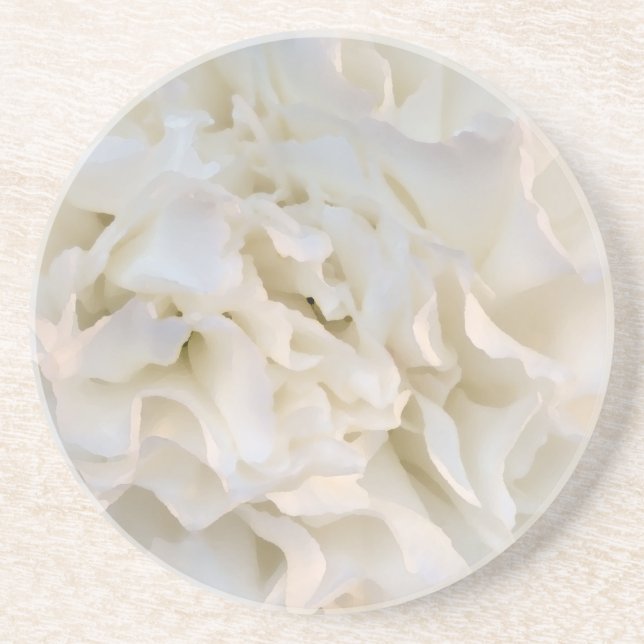 White Floral Beverage Coaster (Front)