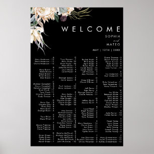 White Floral   Black Alphabetical Seating Chart
