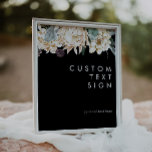 White Floral | Black Cards and Gifts Custom Sign<br><div class="desc">We designed this White Floral | black Cards and Gifts Custom Sign to complete your rustic dark tropical wedding. With its bohemian watercolor greenery to its modern boho winter flowers, including protea, dahlia, and dried lotus, the design is sure to set off your moody, minimalist black and green theme. Change...</div>