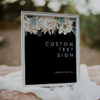 White Floral | Black Cards and Gifts Custom Sign
