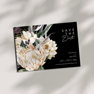 White Floral   Black Horizontal Save The Date