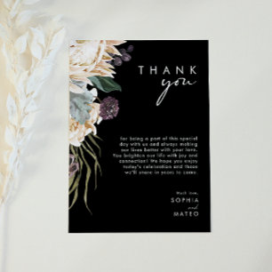 White Floral   Black Reception Thank You Card