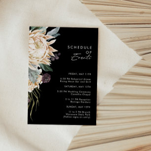 White Floral   Black Schedule of Events Enclosure Card