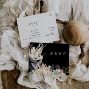 White Floral   Black Song Request RSVP Card