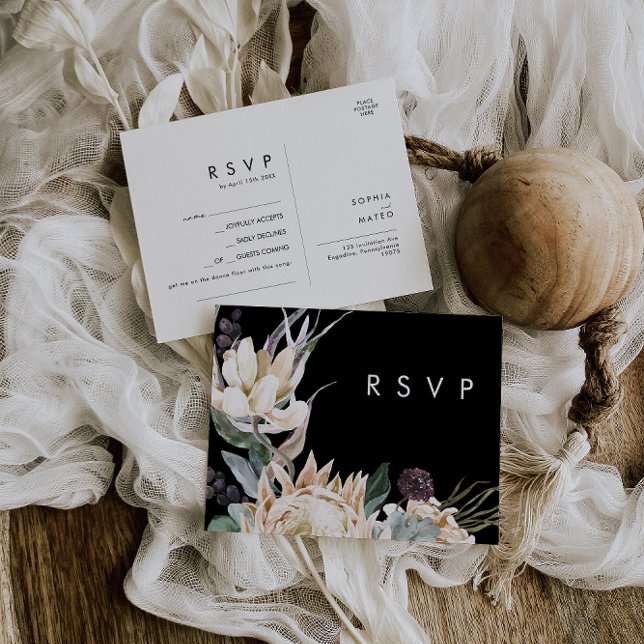 White Floral | Black Song Request RSVP Card (Creator Uploaded)
