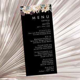 White Floral   Black Wedding Dinner Menu
