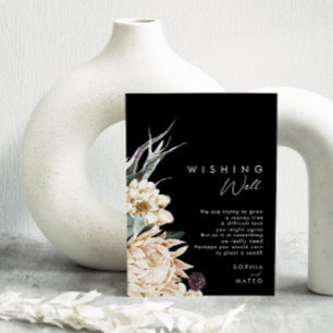 White Floral Black Wedding Wishing Well Enclosure Card