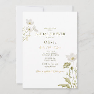White Floral Blooming Garden Bridal Shower Invitation