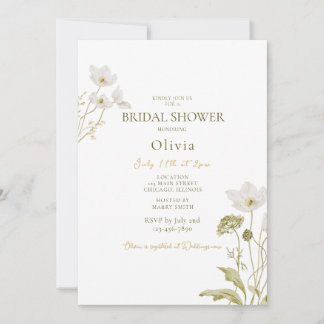 White Floral Blooming Garden Bridal Shower  Invitation