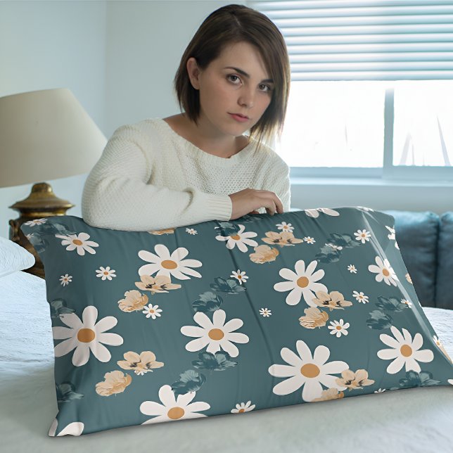 White Floral Blue Elegance Pillowcase (Creator Uploaded)
