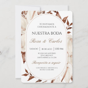 White Floral Boho Spanish Wedding Invitation
