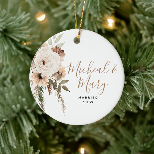 White Floral Boho Wedding Ornament Gift (Tree)