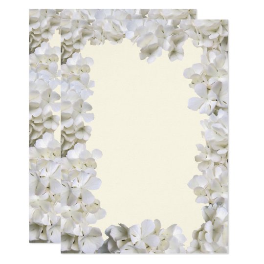 White Floral Border Blank Ecru Wedding Paper Card