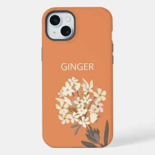 White Floral Bouquet Custom Name iPhone 15 Plus Case