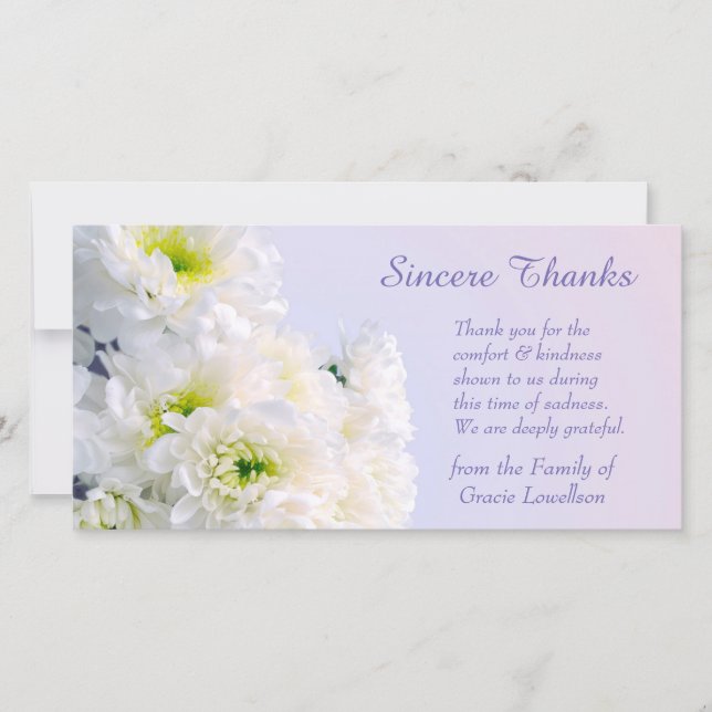 White Floral Bouquet Sympathy Thank You Card (Front)