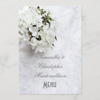 White floral bouquet  wedding menu
