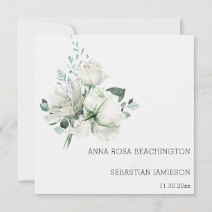 *~* White Floral Bouquets AR15 QR + RSVP Wedding Invitation