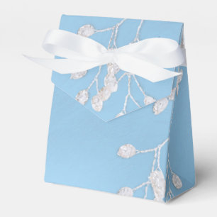 White Floral Branch Winter Blue Elegant Chic Favou Favour Box