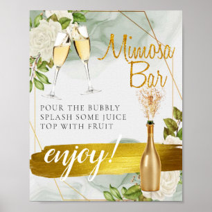 White Floral Bridal Brunch Mimosa Bar Sign