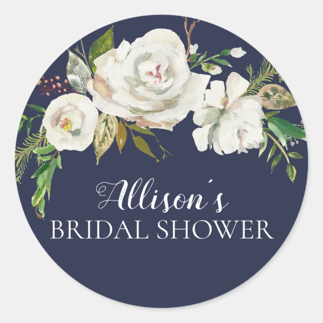 White Floral Bridal Shower Envelope Seal (Front)