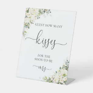 White Floral Bridal Shower How Many Kisses Sign