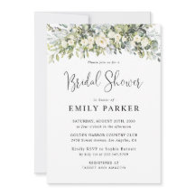 White Floral Bridal Shower Invitation