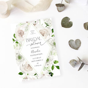 White Floral Bridal Shower Invitation