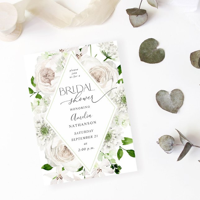 White Floral Bridal Shower Invitation (Creator Uploaded)