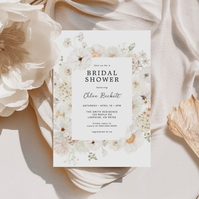 White Floral Bridal Shower Invitation (Creator Uploaded)