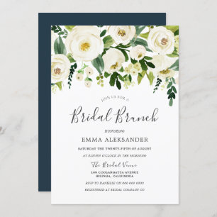 White Floral Bridal Shower Modern Brunch Invite
