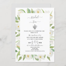 White Floral Bridal Tea Invitation