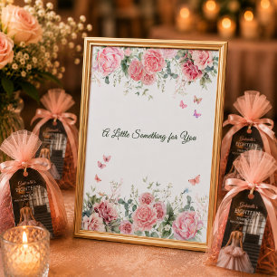 White Floral Butterfly Favour Table Sign