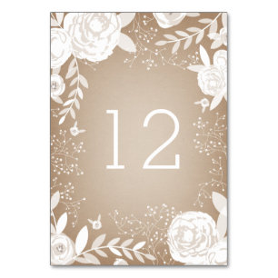 White Floral Card Stock Inspired Table Number