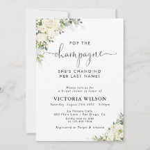 White Floral Champagne Bridal Shower Invitation