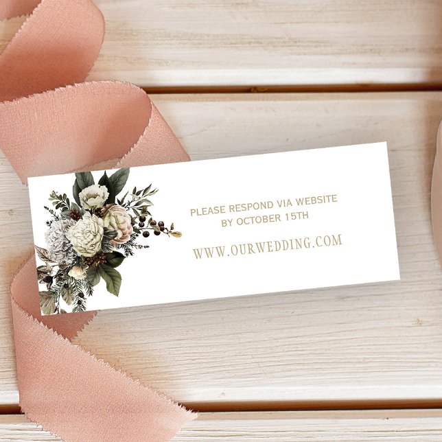 White floral chic wedding website enclosure card (Creator Uploaded)