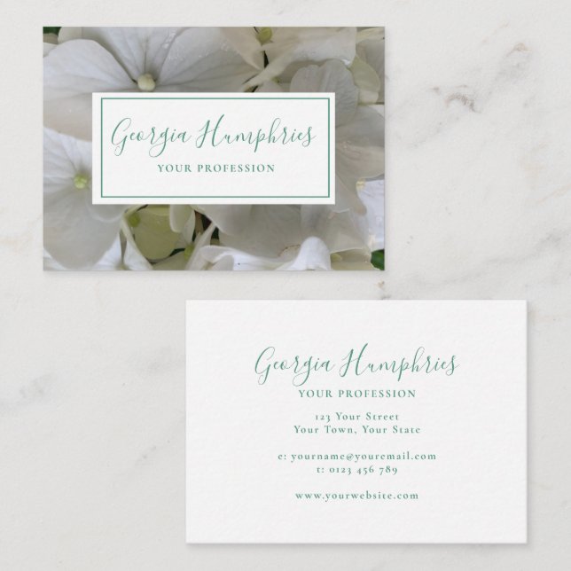 White Floral Classic Business Card (Front/Back)