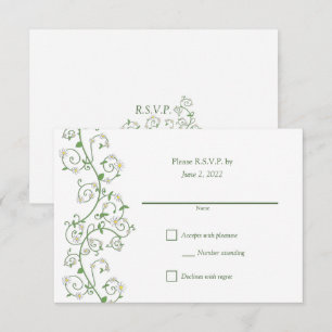 White Floral Climbing Vine  RSVP Card