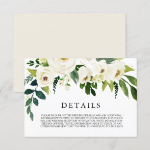 White Floral Cream Beautiful Wedding Details Card