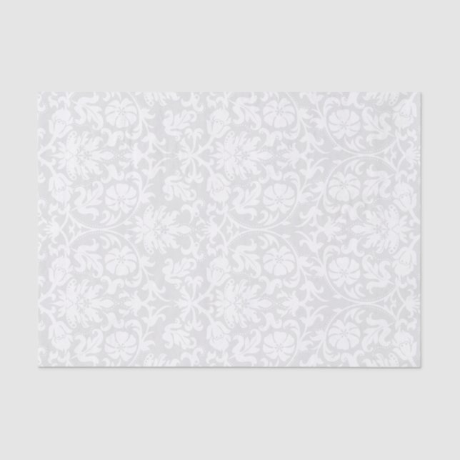 White Floral Damask Tissue Paper (Front)