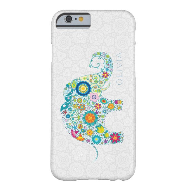 White Floral Damasks Colourful Floral Elephant Case-Mate iPhone Case (Back)