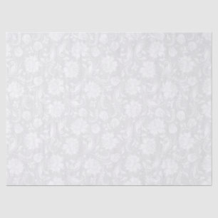 White Floral Damasks On Light Grey Background Tissue Paper