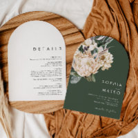 White Floral | Dark Green All In One Wedding Arch